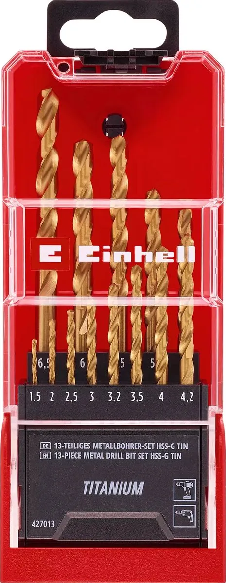 Einhell HSS-G Titanium Metaalboor Set 13-delig - 13 Stuks