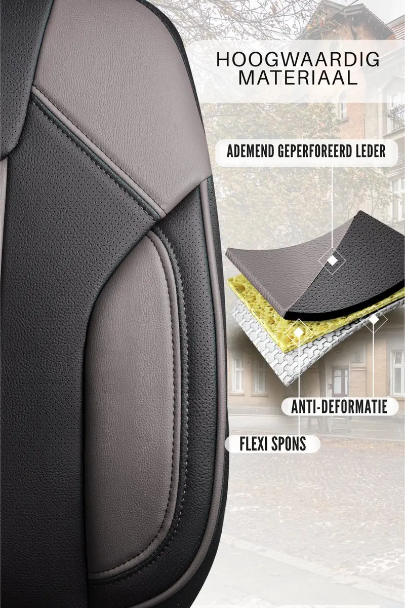 Panda Stoelhoezen Seat Arona - Carlone Grijs - 2 Voorstoelen