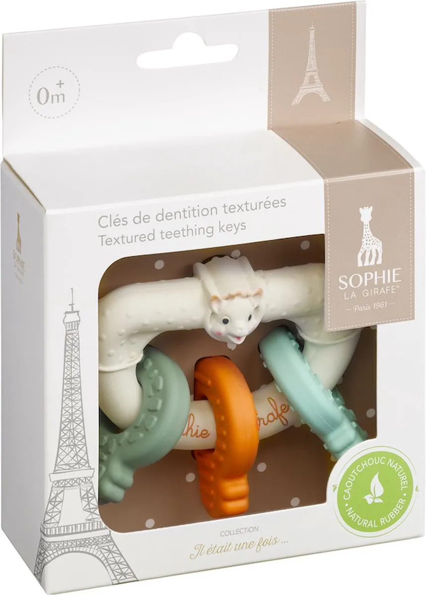 Sophie de Giraf Textured Teething Keys - Blauw/Beige/Oranje