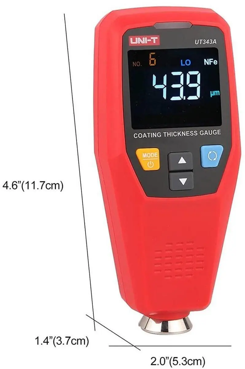 UNI-T UT343A Lakdiktemeter - 0-1750µm - Rood