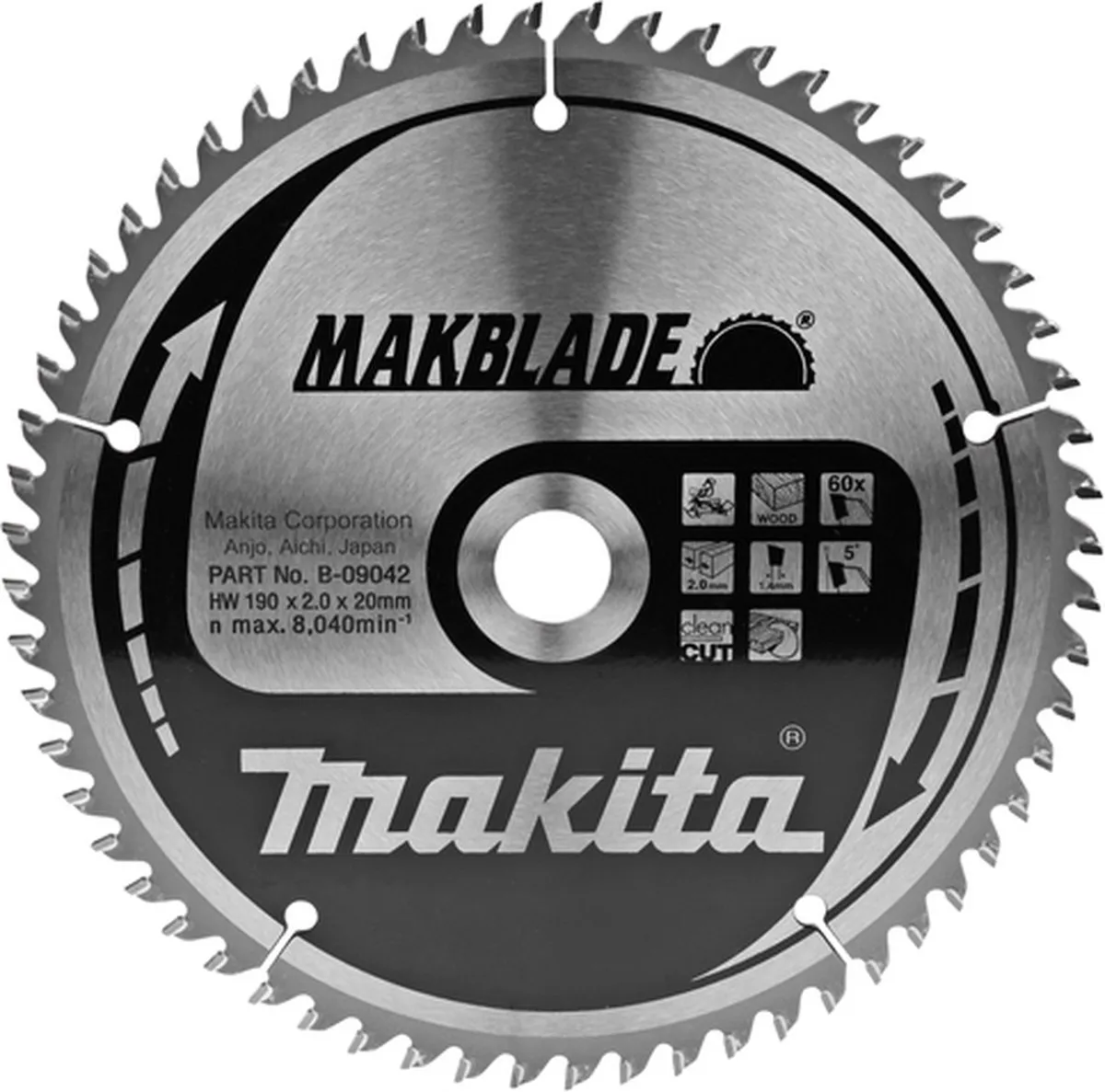 Makita Makblade Cirkelzaagblad B-09042 - Ø190mm 60T - afbeelding 3 van 3
