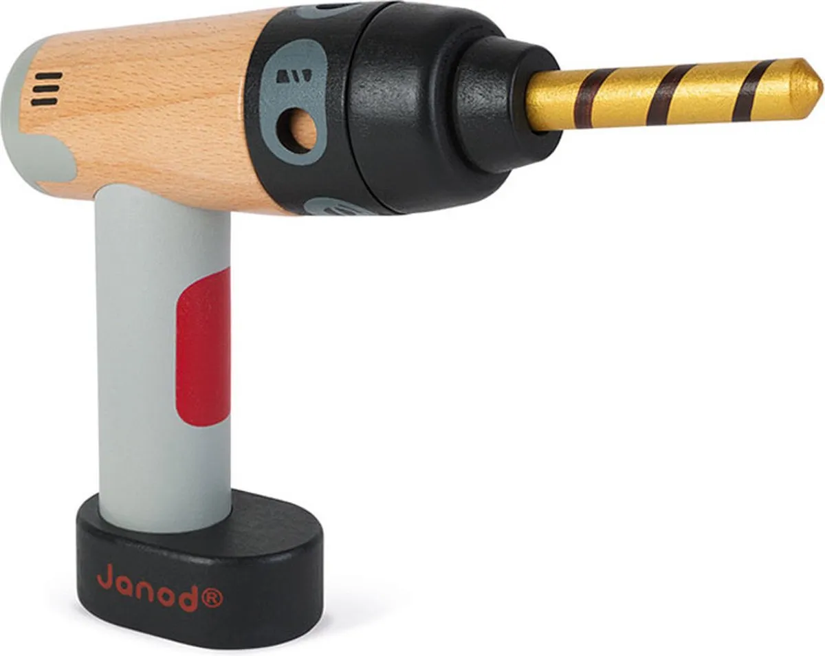 Janod Brico'kids Boormachine - Hout - Magnetisch Borenwisselsysteem - 3+ Jaar