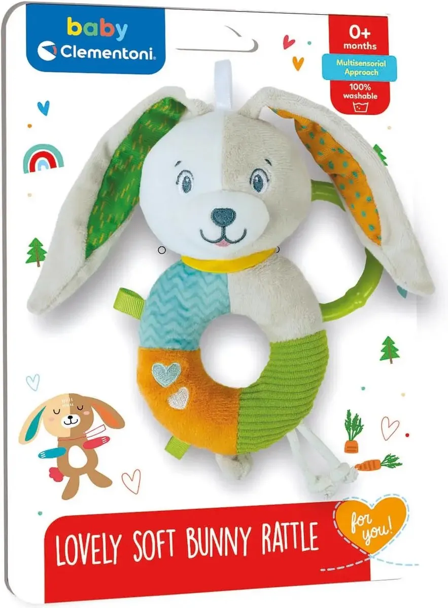Clementoni Baby Lovely Zachte Rammelaar Bunny - Blauw