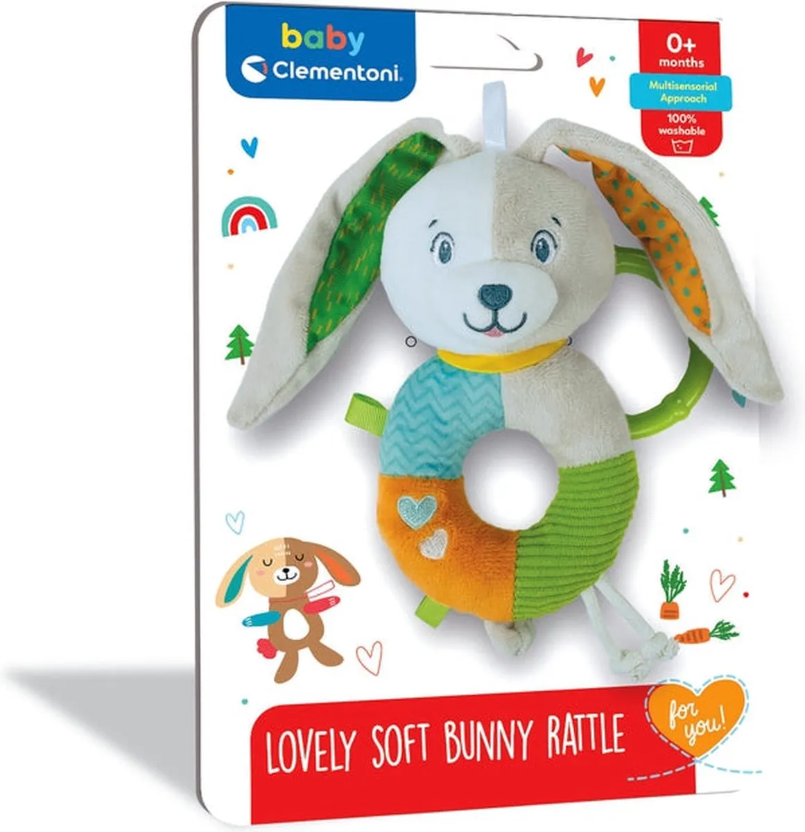 Clementoni Baby Lovely Zachte Rammelaar Bunny - Blauw