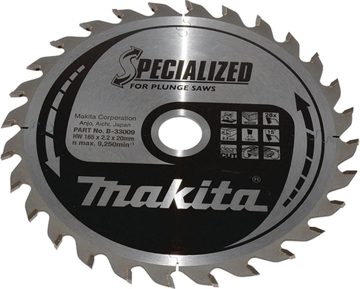 Makita B-33009 Invalcirkelzaagblad Hout 165mm 28T