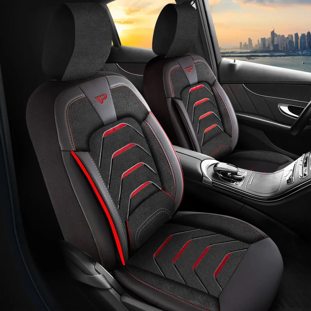 Panda Stoelhoezen BMW Z4 Bodrum Zwart/Rood - Compleet Interieurset