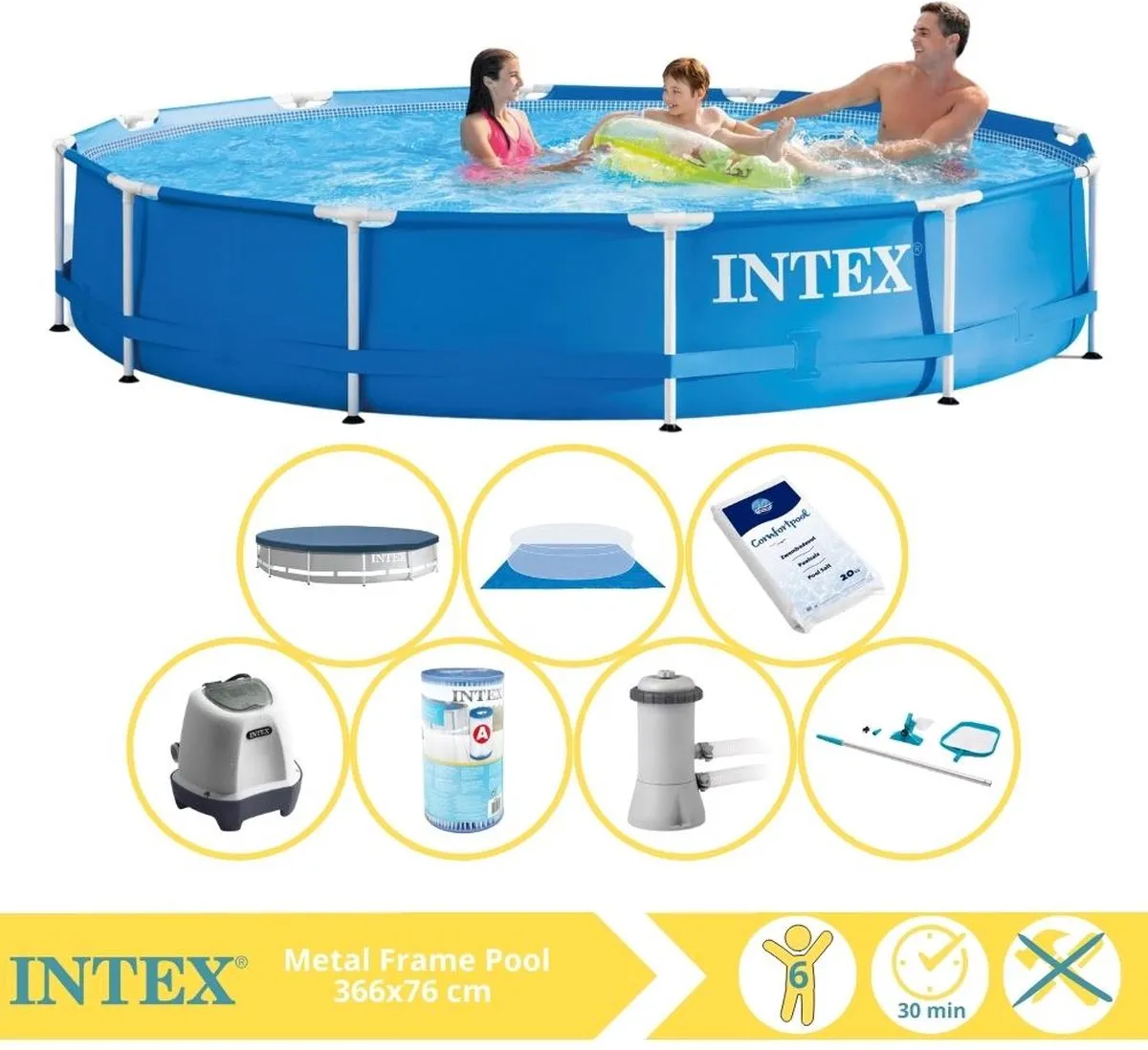 Intex Metal Frame Zwembad 366x76cm - 6503L - Blauw - 28210NP