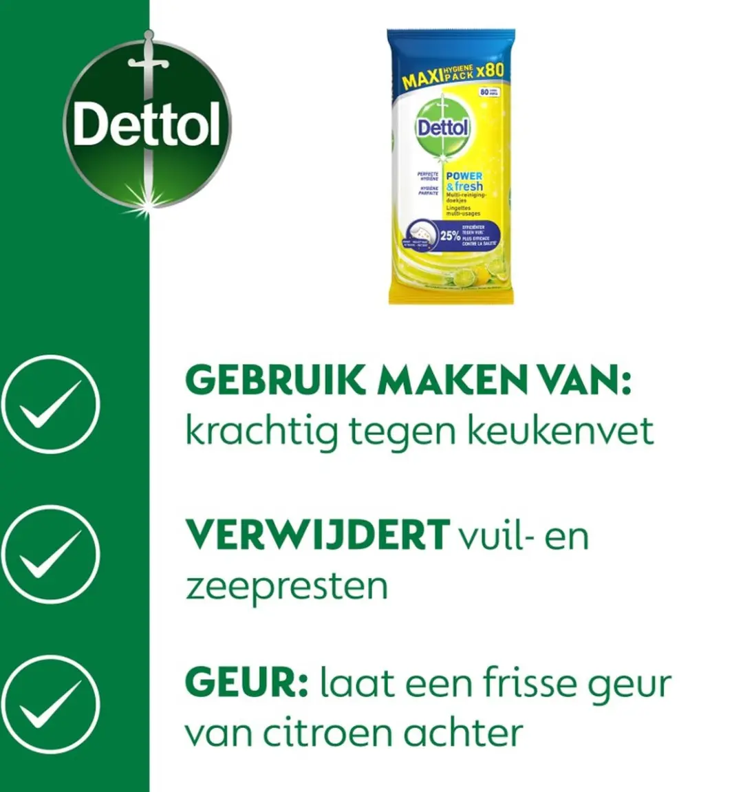 Dettol Multi Reinigingsdoekjes Citrus - 80 Stuks