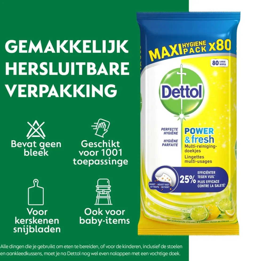 Dettol Multi Reinigingsdoekjes Citrus - 80 Stuks