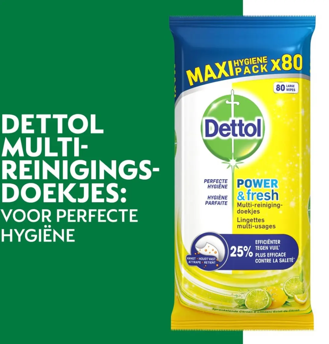 Dettol Multi Reinigingsdoekjes Citrus - 80 Stuks