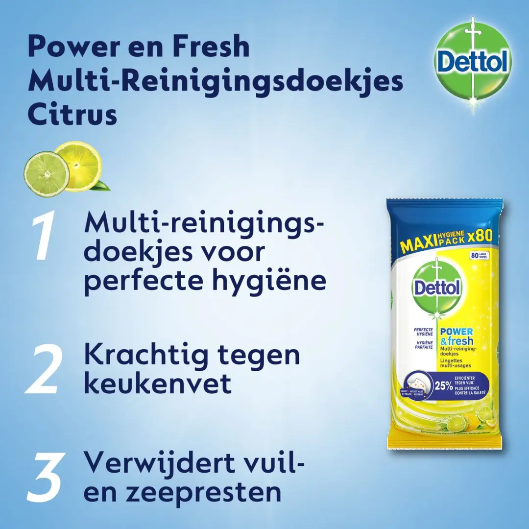 Dettol Multi Reinigingsdoekjes Citrus - 80 Stuks - afbeelding 6 van 6