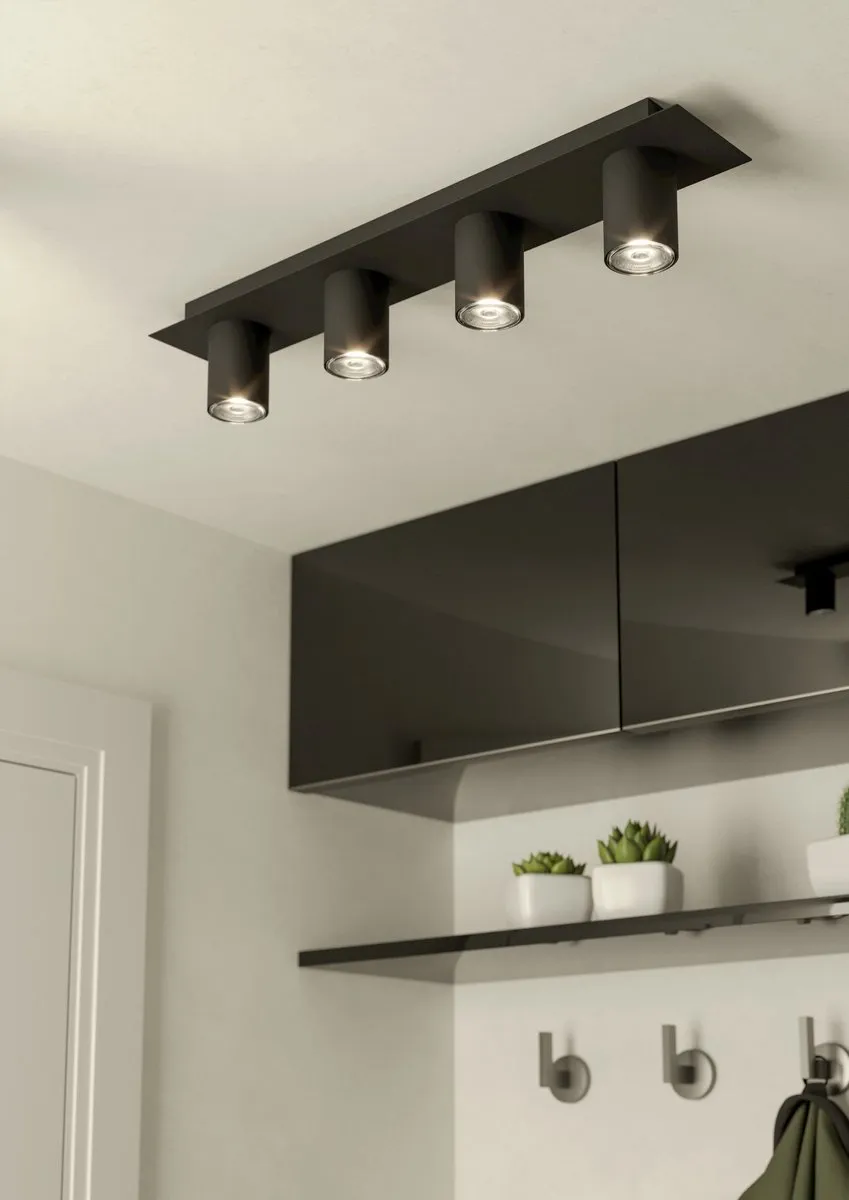 Eglo Valcasotto Plafondlamp GU10 - 4 Lichtpunten - 57cm - Zwart