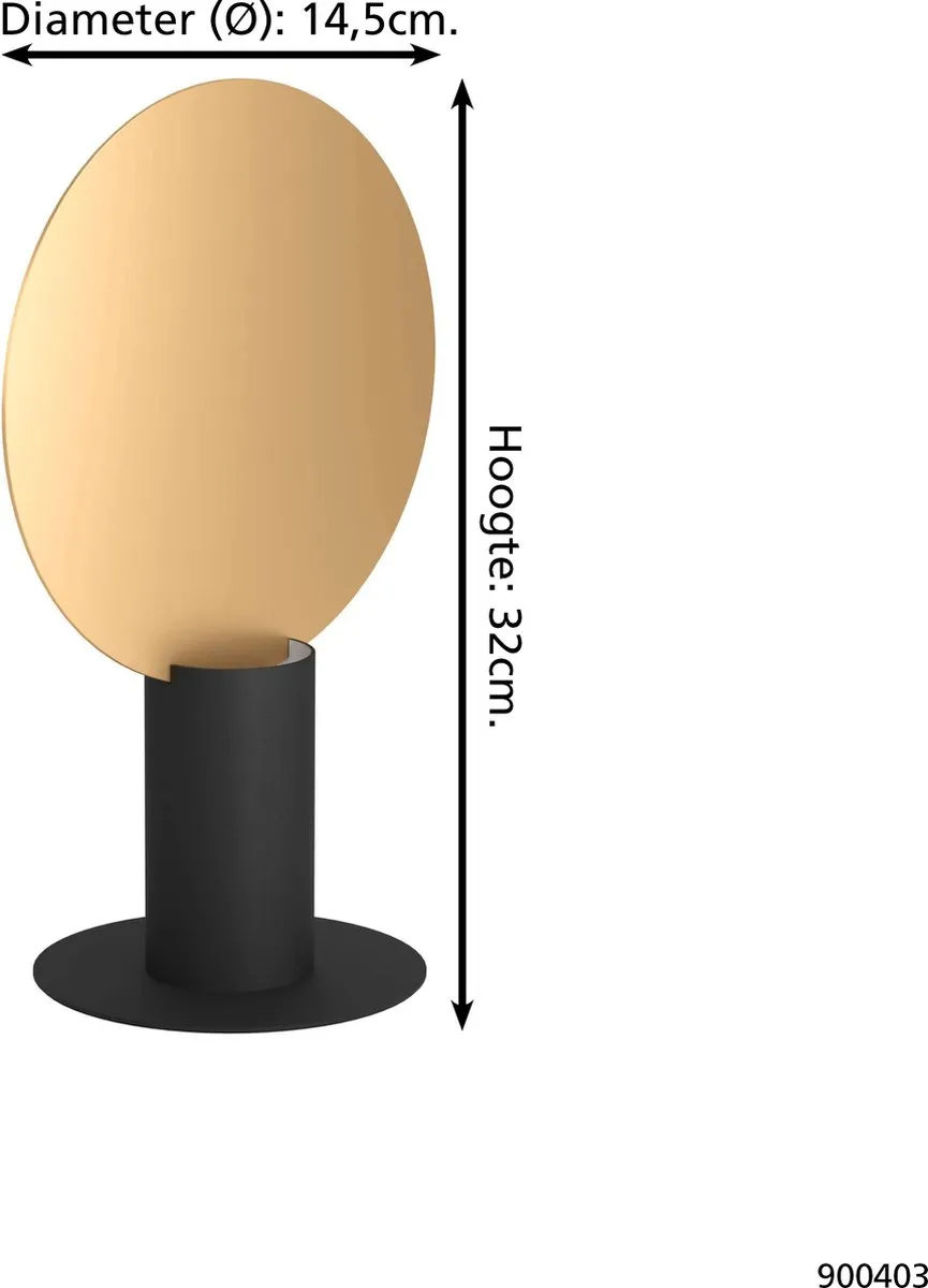 Eglo Sarona Tafellamp GU10 - 31,5 cm - Zwart|Goud - afbeelding 6 van 6