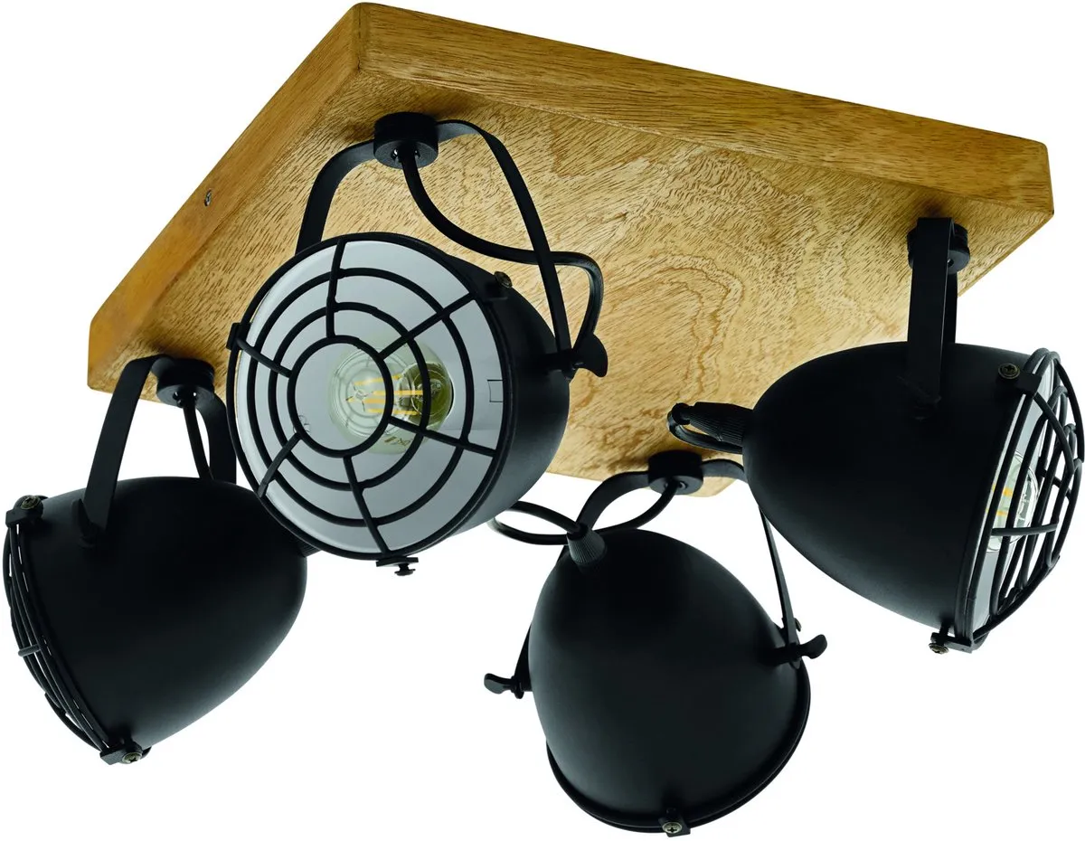 Eglo Gatebeck Wandlamp 4x E14 Hout/Zwart