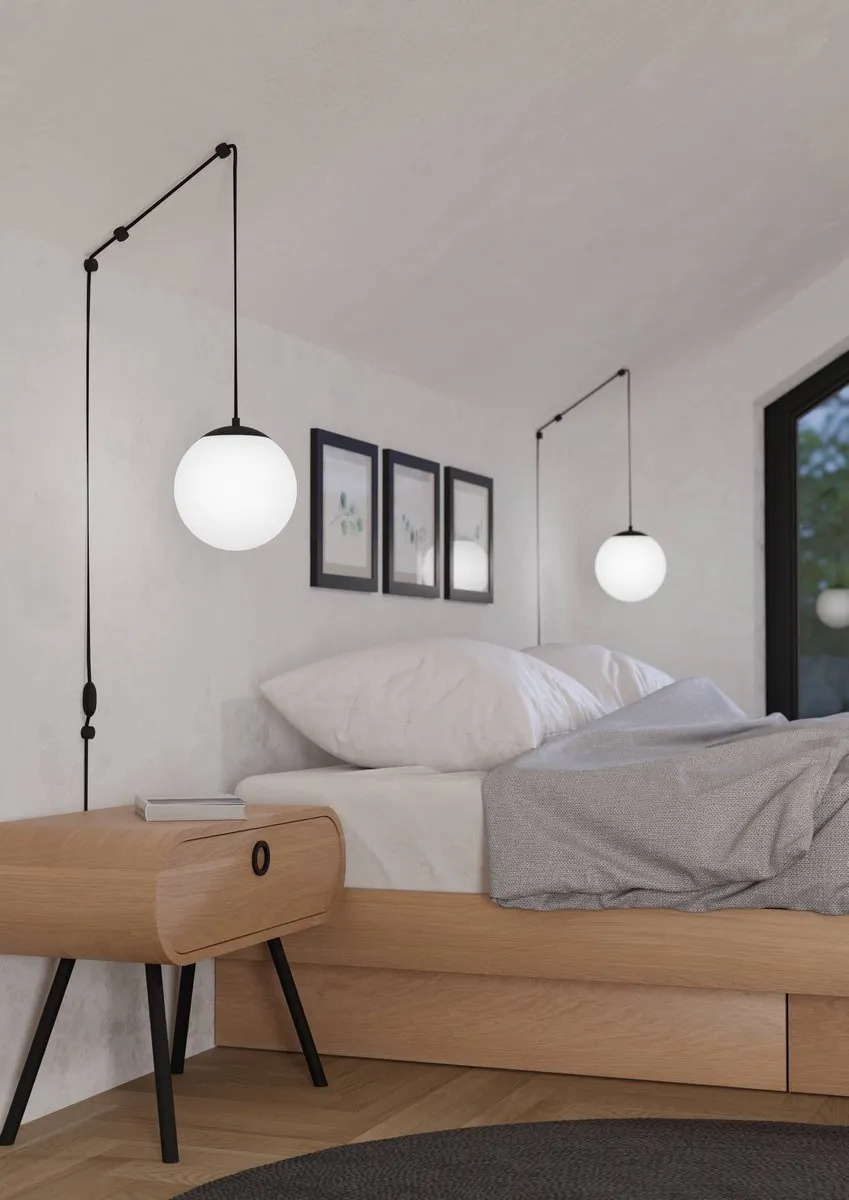 Eglo Rondo 3 Hanglamp - Staal/Glas/Kunststof - Zwart/Wit
