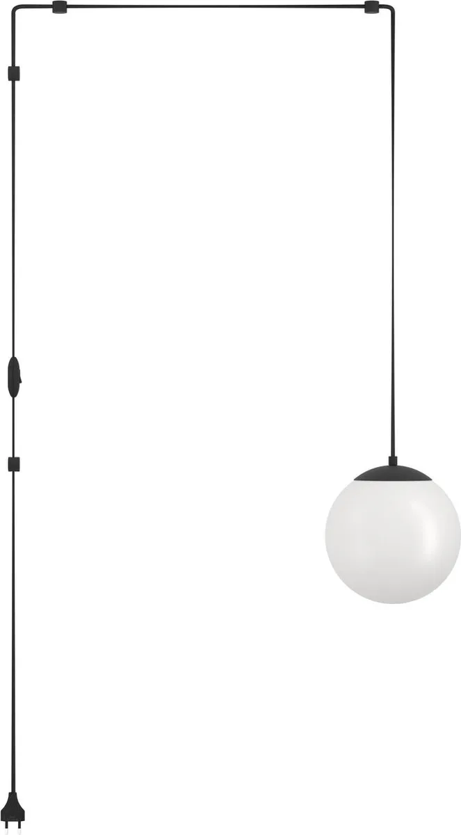Eglo Rondo 3 Hanglamp - Staal/Glas/Kunststof - Zwart/Wit