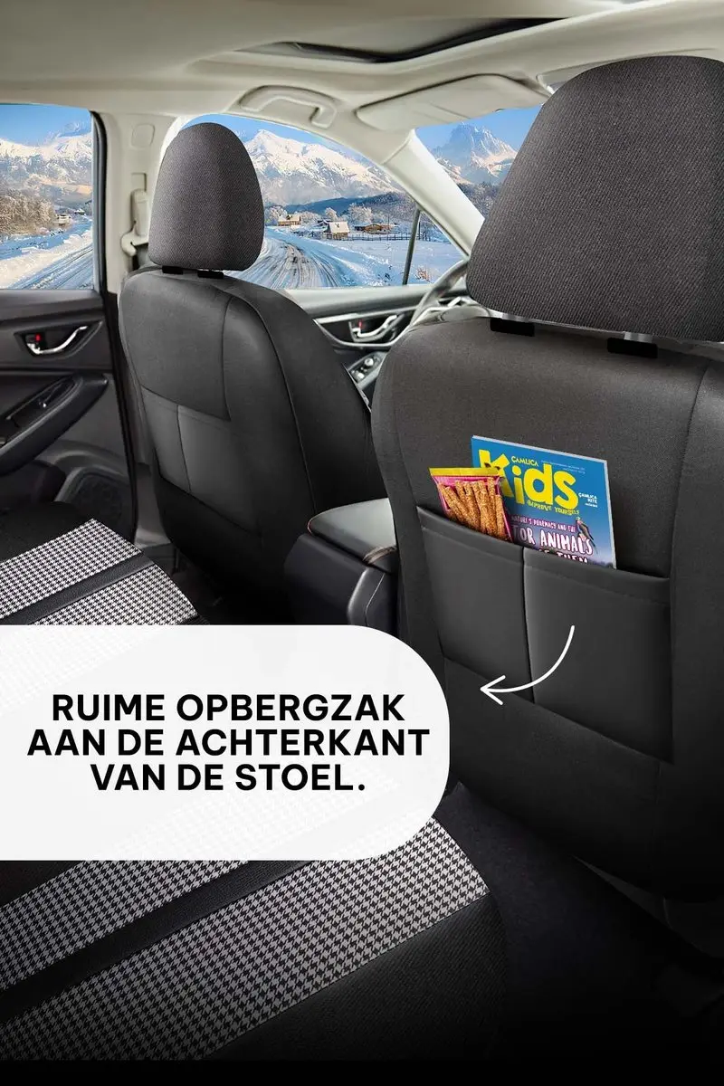 Panda Stoelhoezen Opel Omega 1986-2003 - Pied-de-poule Wit