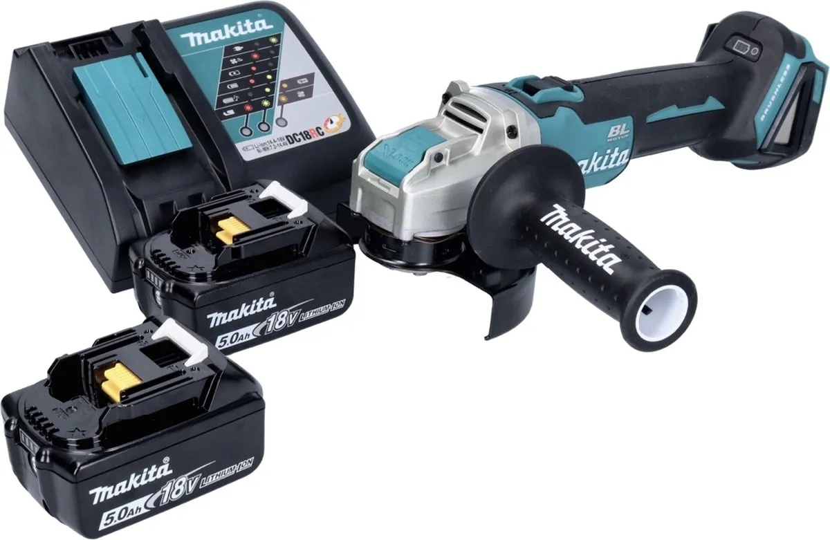 Makita DGA 521 RTX1 Haakse Slijper 18V - 2x 5,0Ah Accu + Oplader