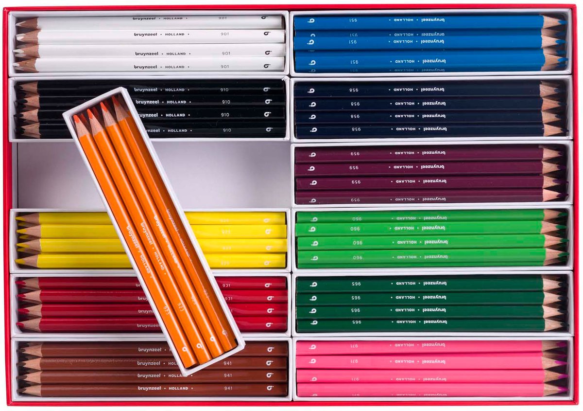 Bruynzeel kleurpotloden set - 12x12 kleuren - driehoekige grip.