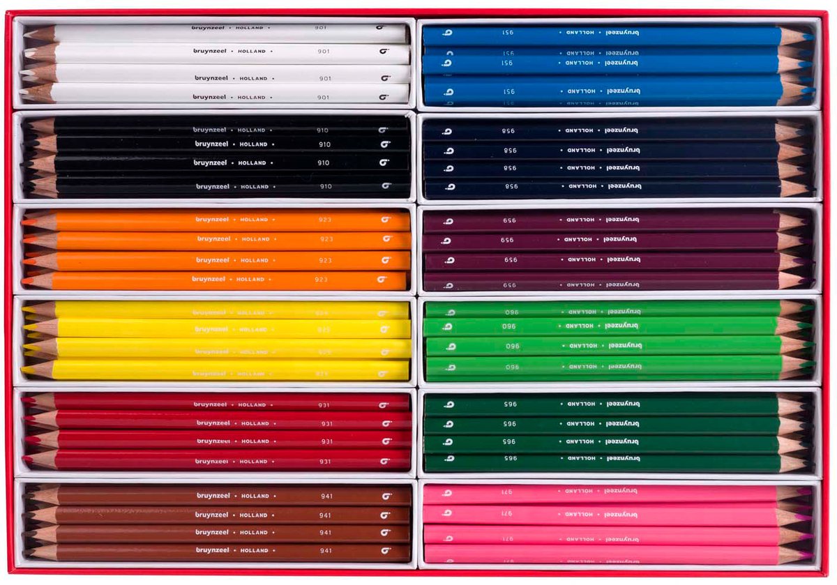 Bruynzeel kleurpotloden set - 12x12 kleuren - driehoekige grip.