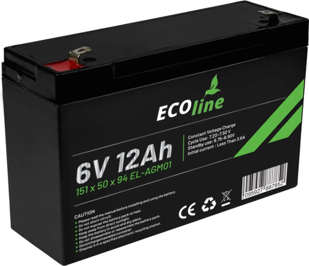 Ecoline AGM 6V 12Ah Deep Cycle Accu