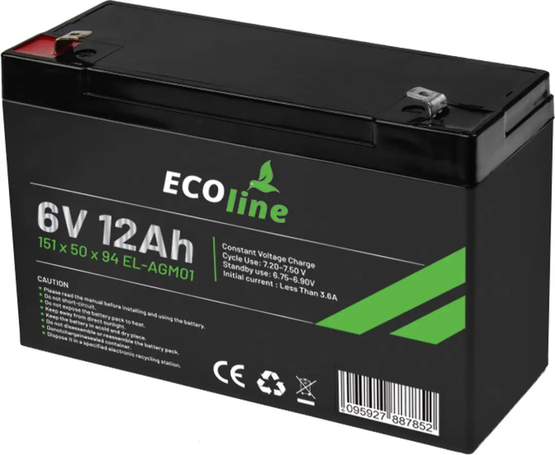Ecoline AGM 6V 12Ah Deep Cycle Accu - 12000mAh