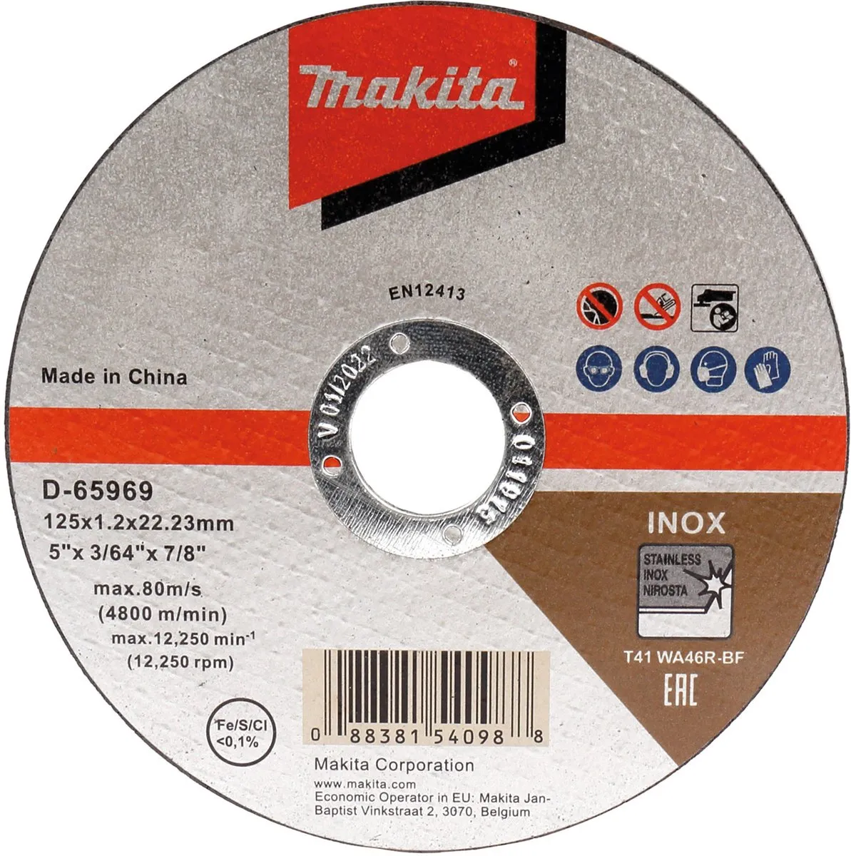 Makita D-65969 Doorslijpschijf 125mm RVS - Metaal