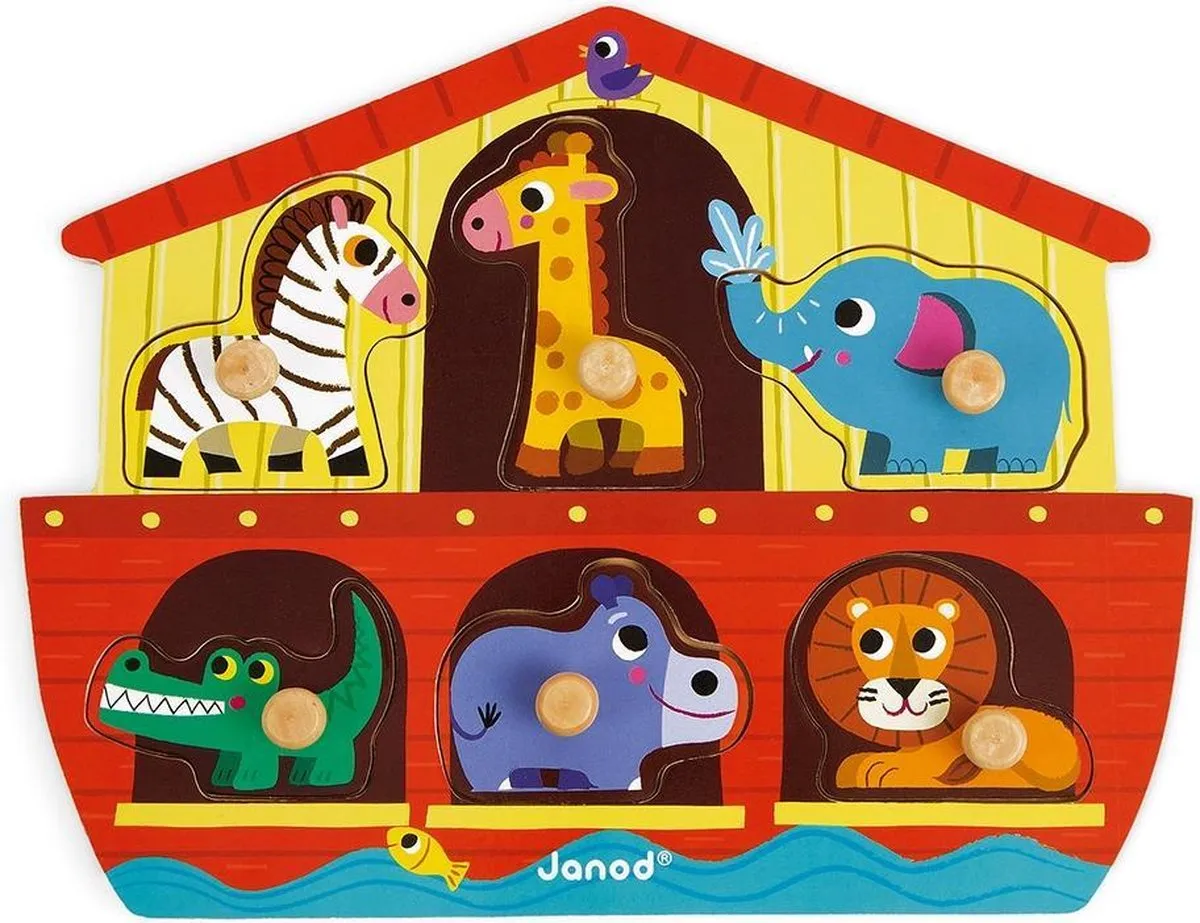 Janod Knoppuzzel Ark van Noach 6-delig - Hout