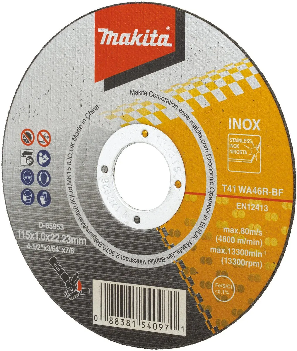 Makita D-65953 Doorslijpschijf 115mm RVS