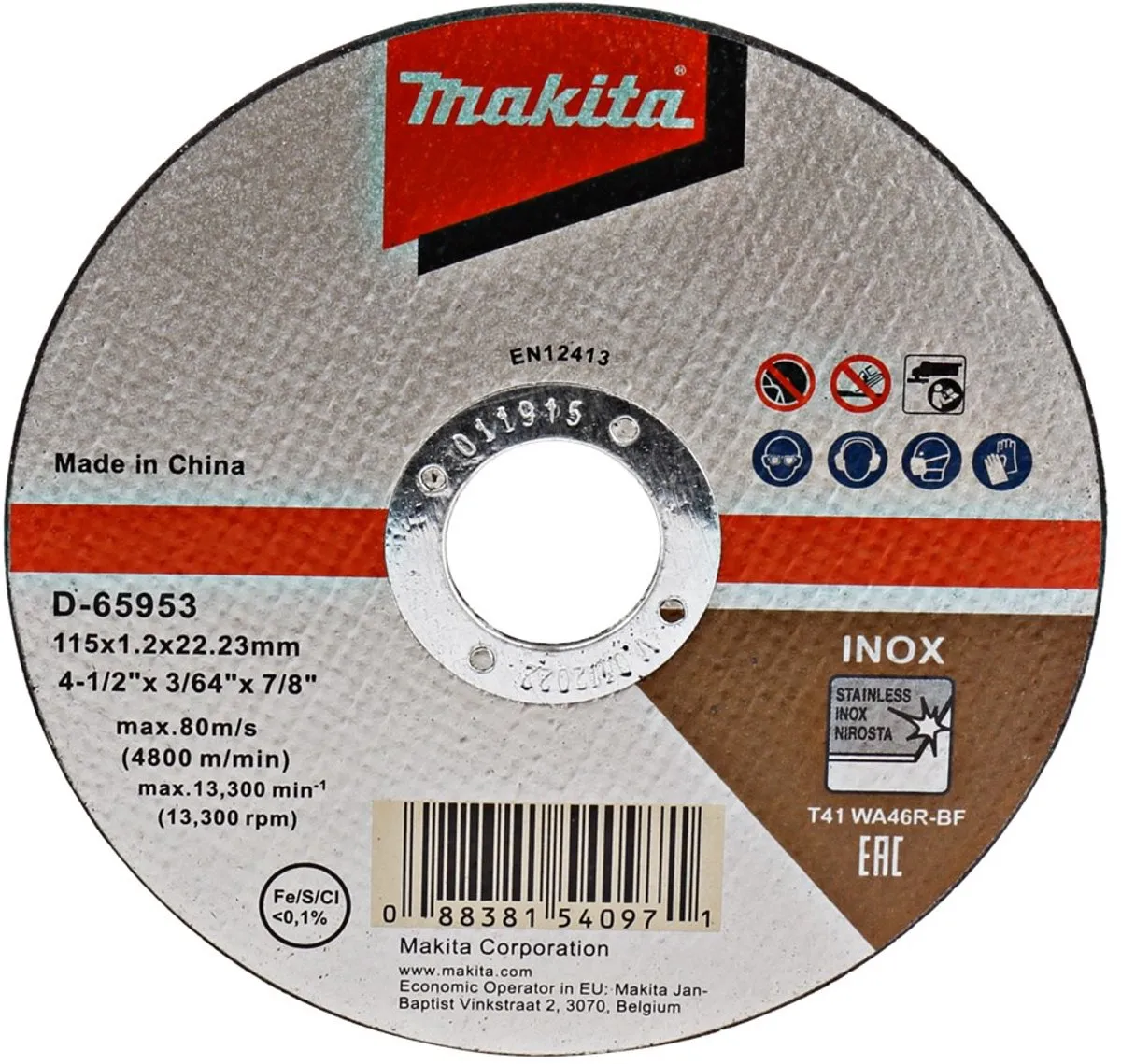 Makita D-65953 Doorslijpschijf 115mm RVS - Metaal