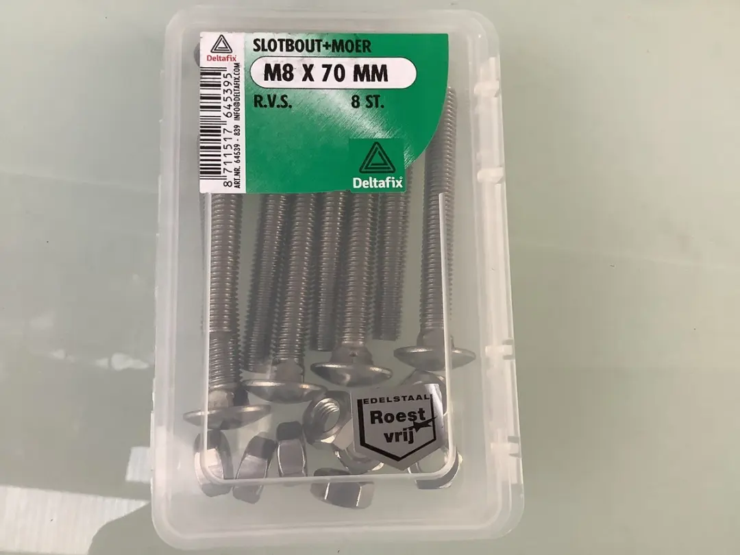 Deltafix RVS M8 x 70mm Bouten met Moer - 8 Stuks