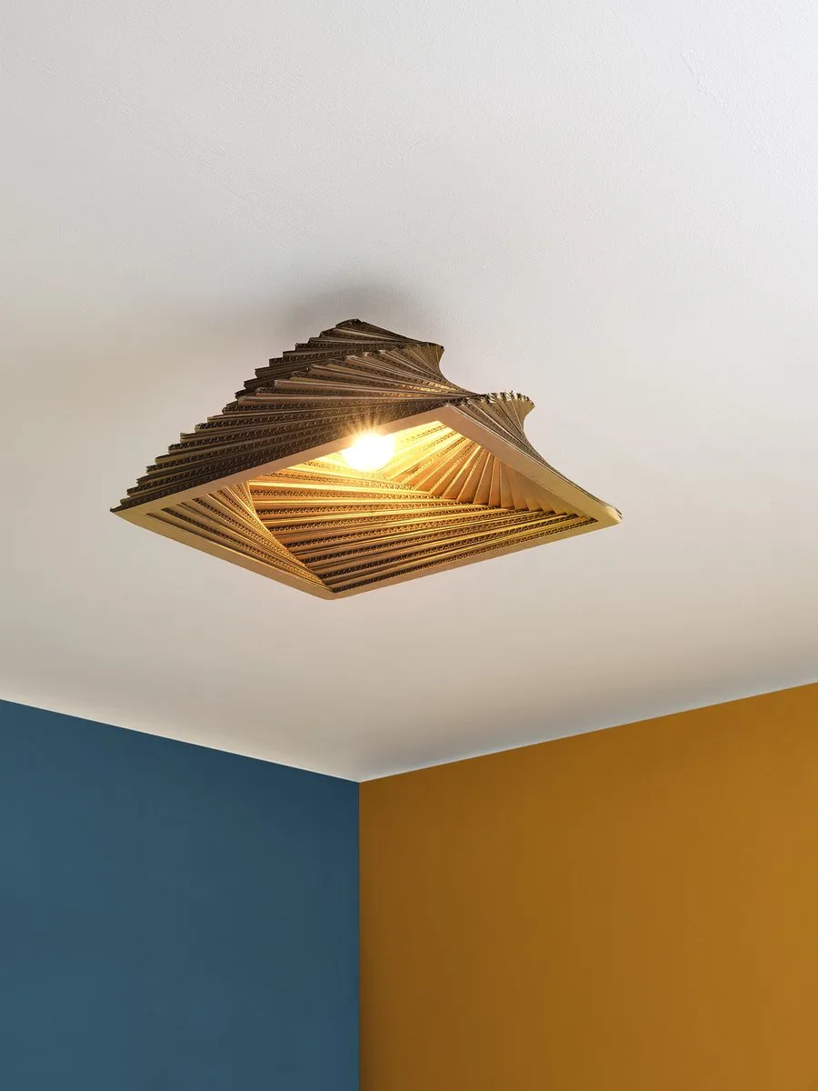 LEDVANCE Decor Cardboard Square Turn Plafondlamp - Bruin - E27 - 400mm - afbeelding 6 van 6