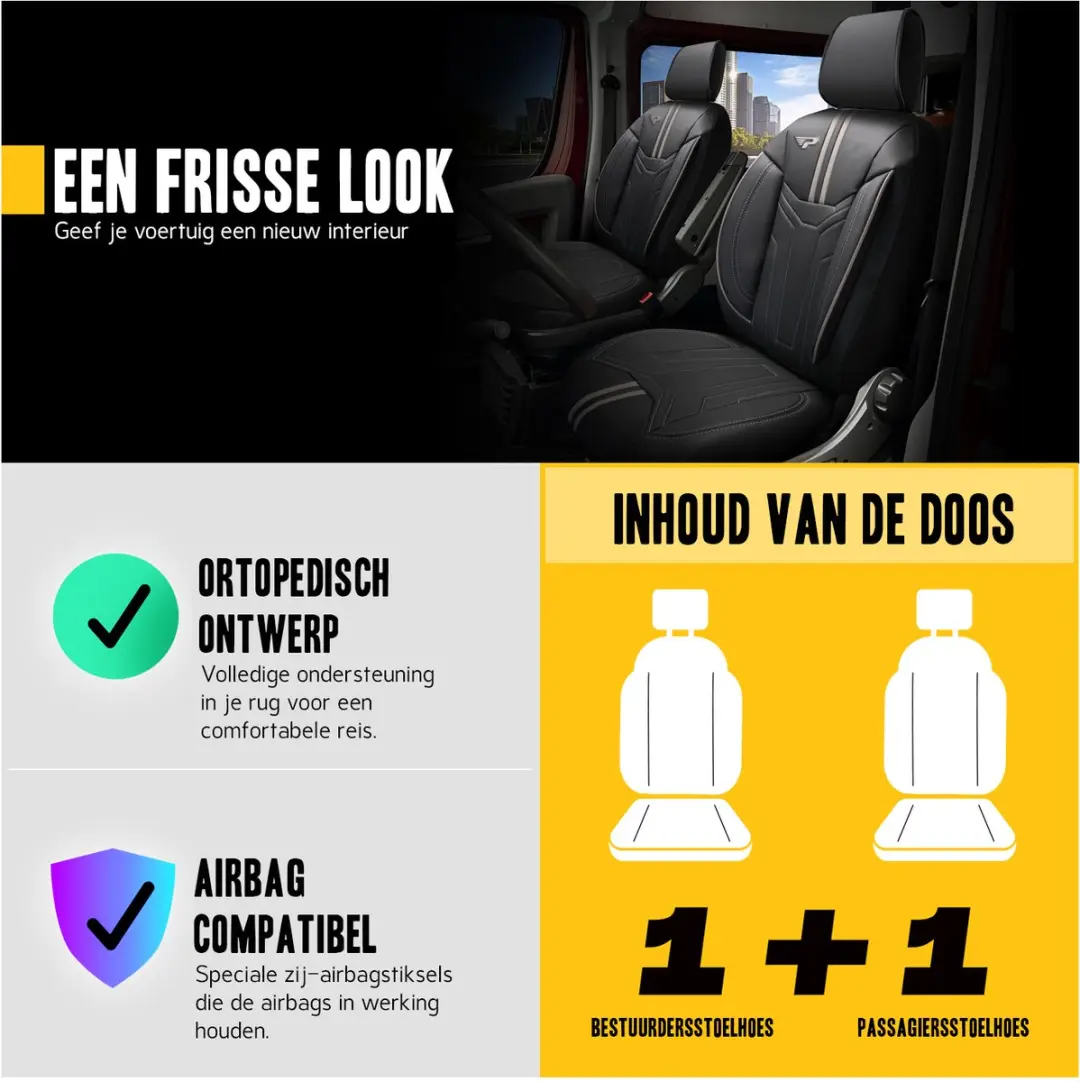 Panda Stoelhoezen Mercedes Sprinter Palermo Grijs - 2 Stuks