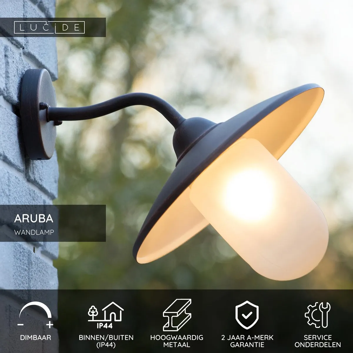 Lucide Aruba Wandlamp Ø30cm - E27 - Roestbruin