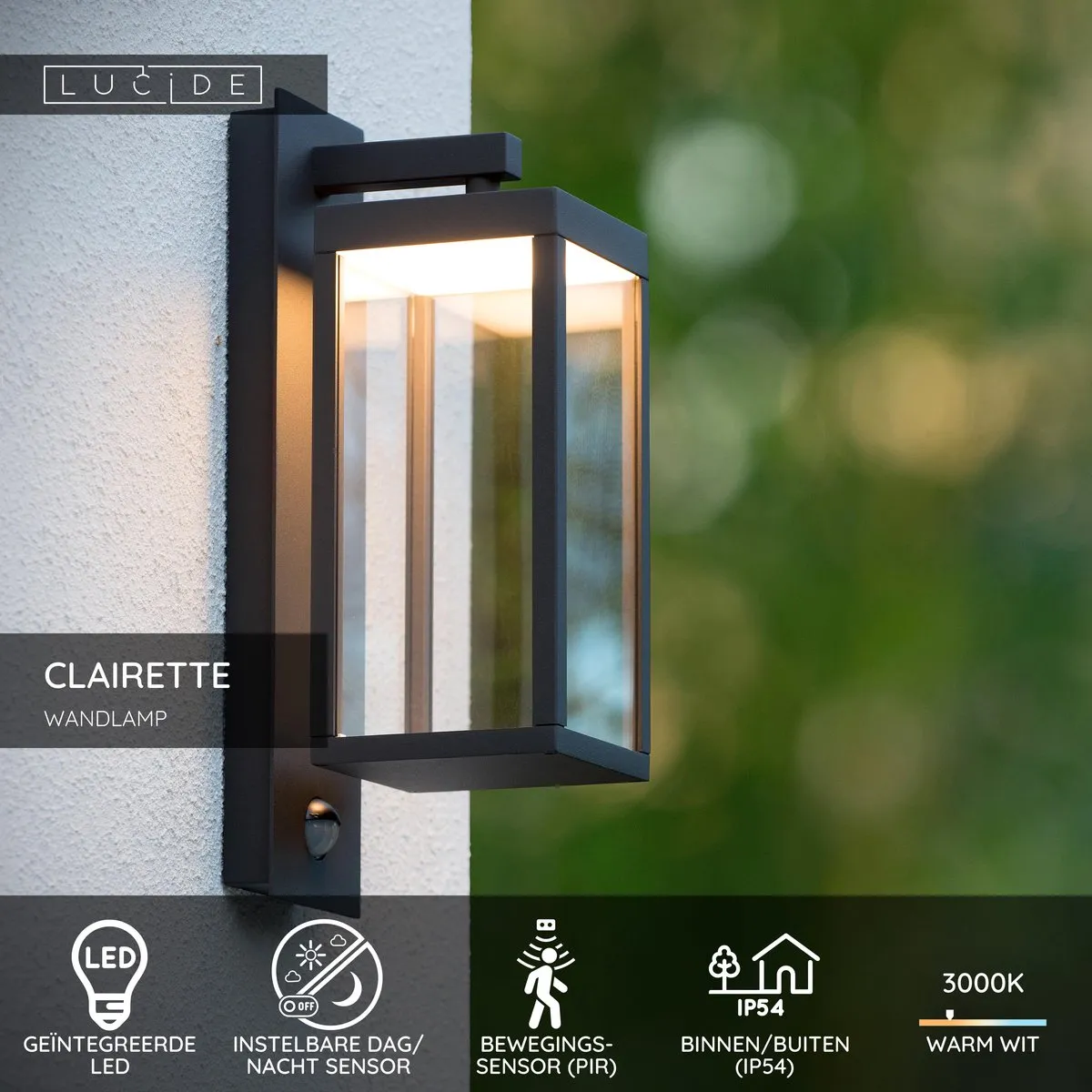 Lucide Clairette Wandlamp LED 13W 3000K - Antraciet