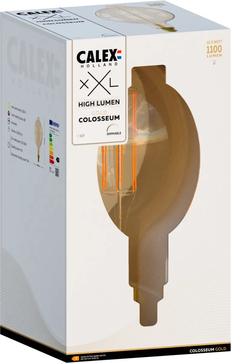 Calex Colosseum XXL Goud E27 LED Lamp 11W - Warm Wit - afbeelding 6 van 6