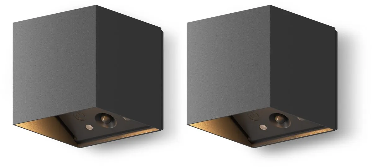 Calex Falerna Wandlamp 2 Stuks - Oplaadbaar - Zwart