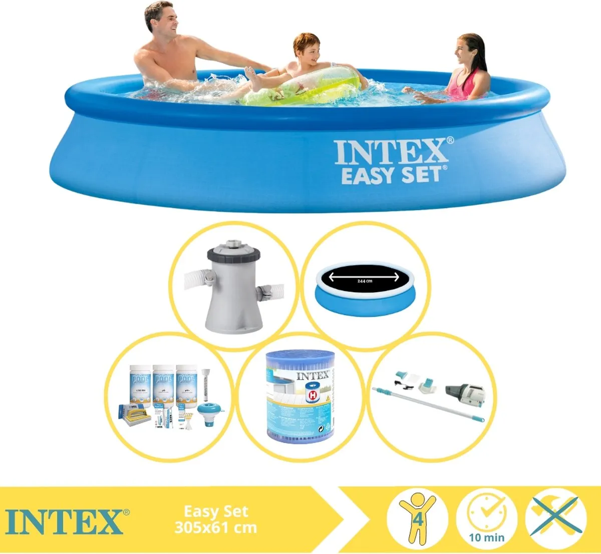 Intex Easy Set 28118GN Opblaaszwembad 305x61cm - Blauw - 3077L