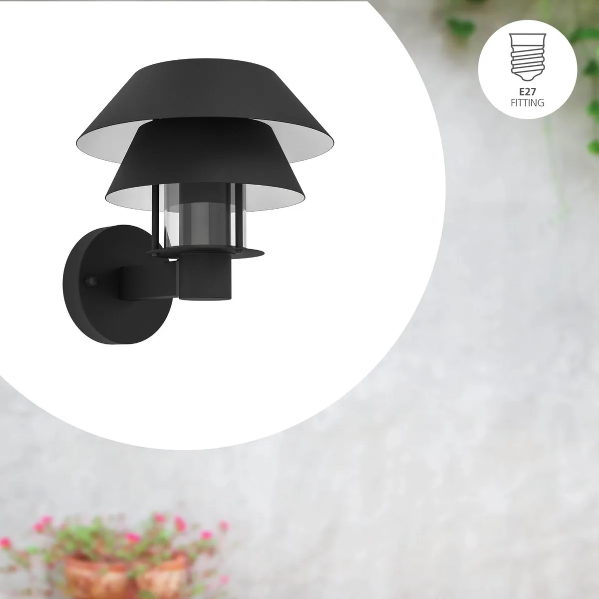 Eglo Chiappera Wandlamp E27 - 22,5 cm - Zwart/Wit