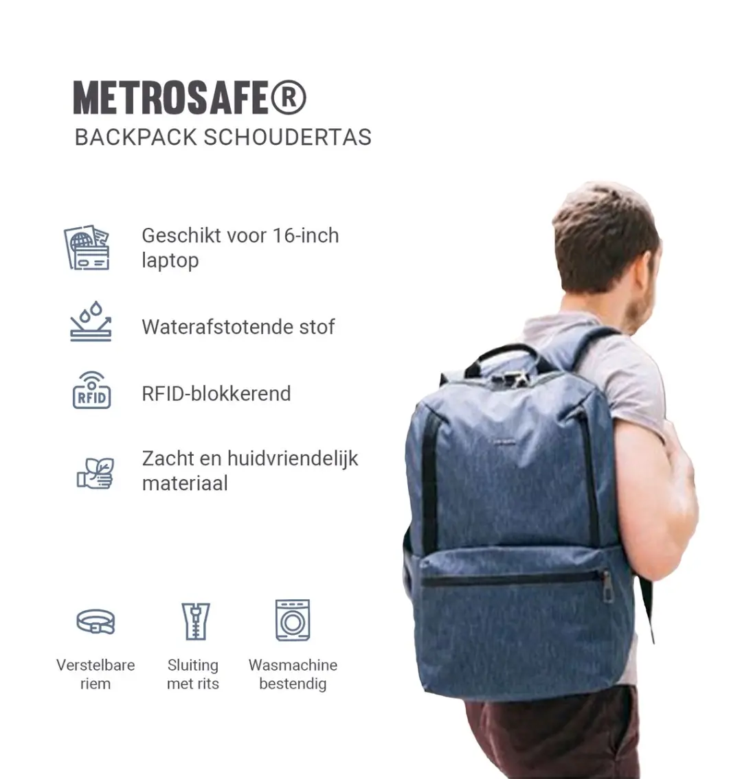 Pacsafe Metrosafe X Rugzak 20L - RFID-blokkerend - Blauw