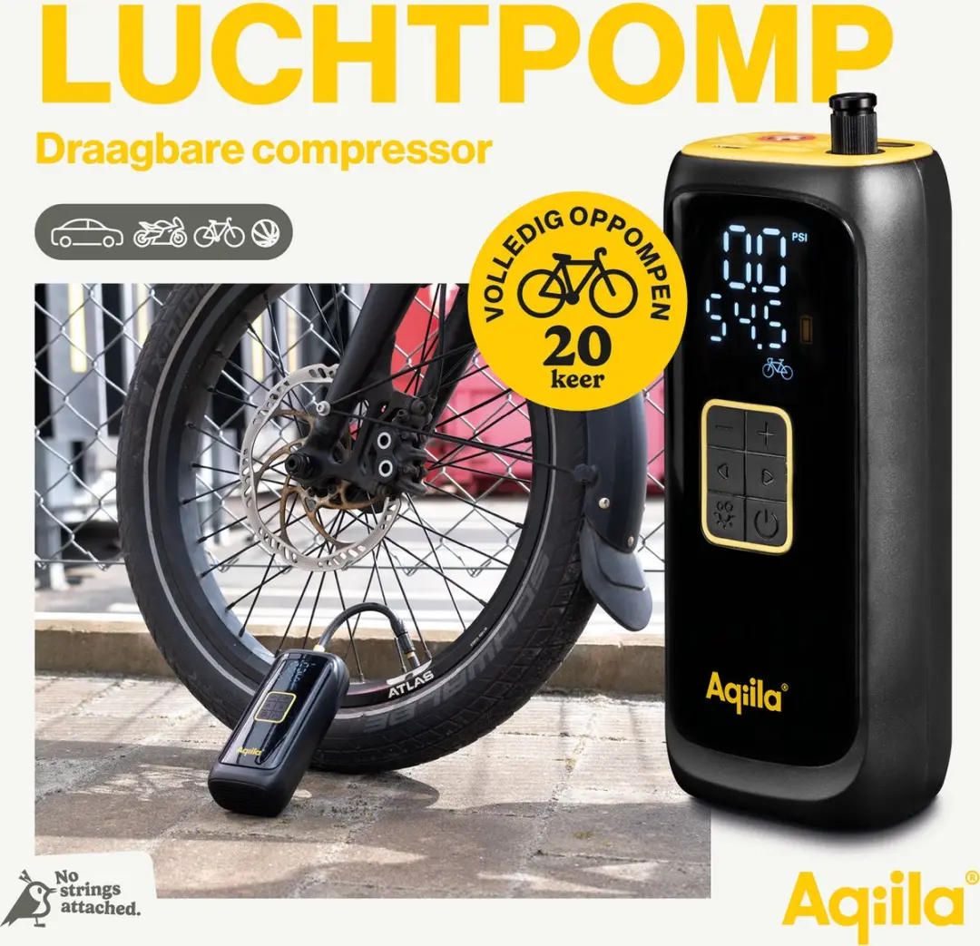 Aqiila Airbird C4 Elektrische Bandenpomp - 10,3 bar - Powerbank 4000mAh