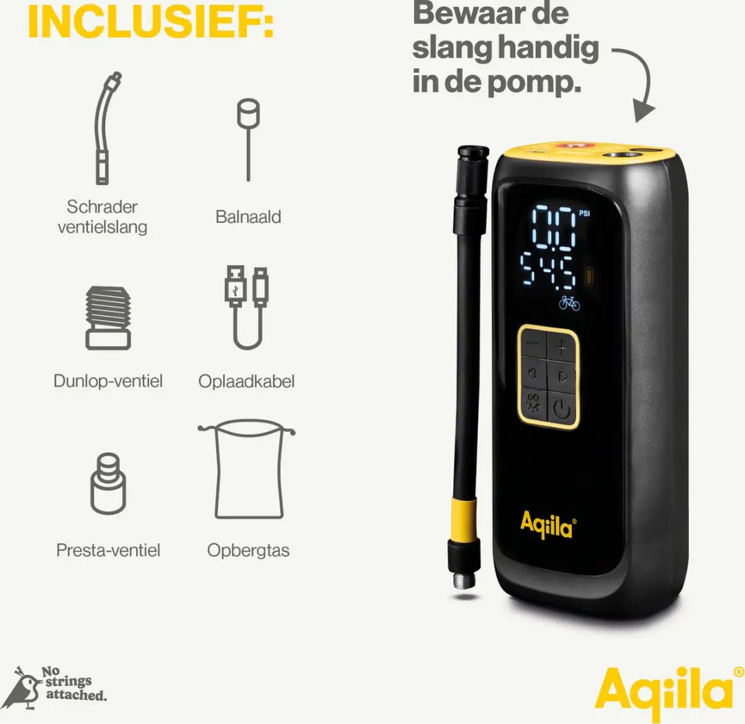 Aqiila Airbird C4 Elektrische Bandenpomp - 10,3 bar - Powerbank 4000mAh - afbeelding 6 van 6