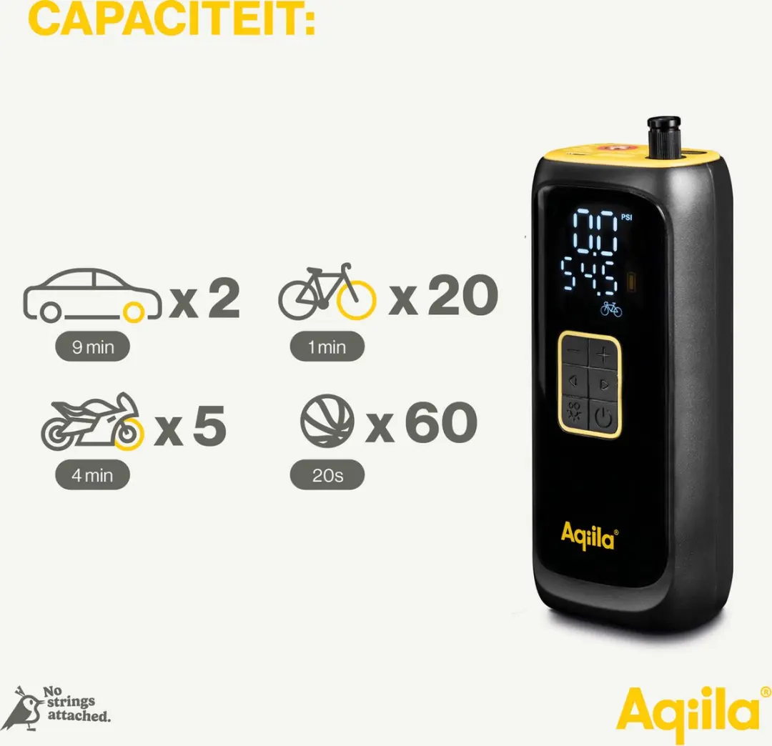 Aqiila Airbird C4 Elektrische Bandenpomp - 10,3 bar - Powerbank 4000mAh