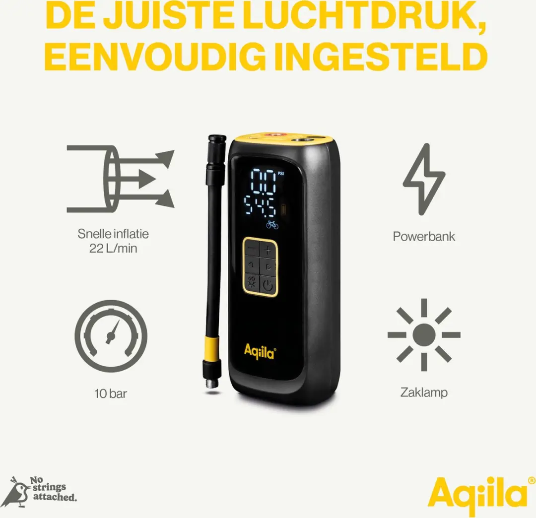 Aqiila Airbird C4 Elektrische Bandenpomp - 10,3 bar - Powerbank 4000mAh