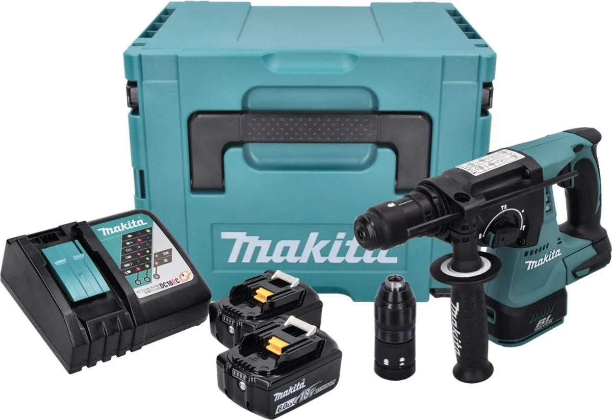 Makita DHR 243 RGJ Accuboormachine 18V SDS-plus - 2x 6,0Ah Accu - Makpac - afbeelding 3 van 5