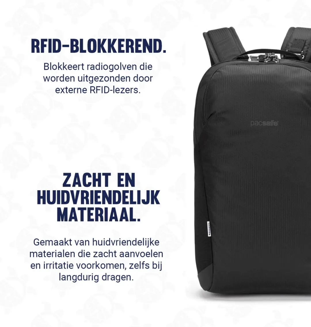 Pacsafe Vibe 20 Rugzak 20L - RFID-blokkerend - 13 inch Laptop - Zwart