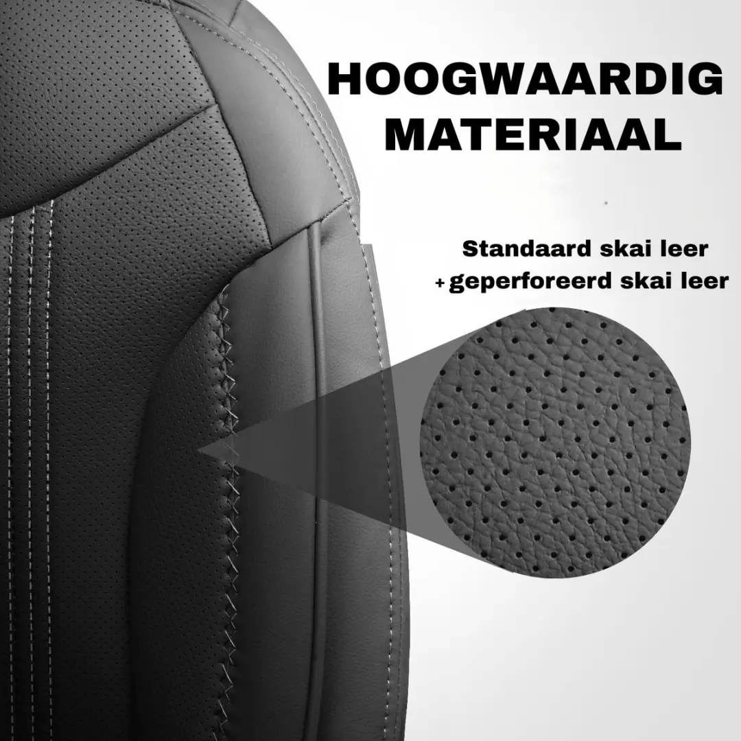 Panda Stoelhoezen Ford Transit Courier Miami Zwart/grijs Luxe Skai