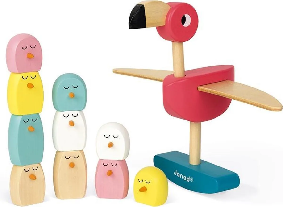 Janod Zigolos 8230 Houten Balansspel Flamingo - Multi