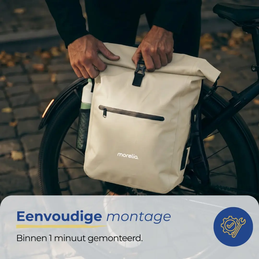 Morelia Fietstas 30L - Beige - Waterdicht