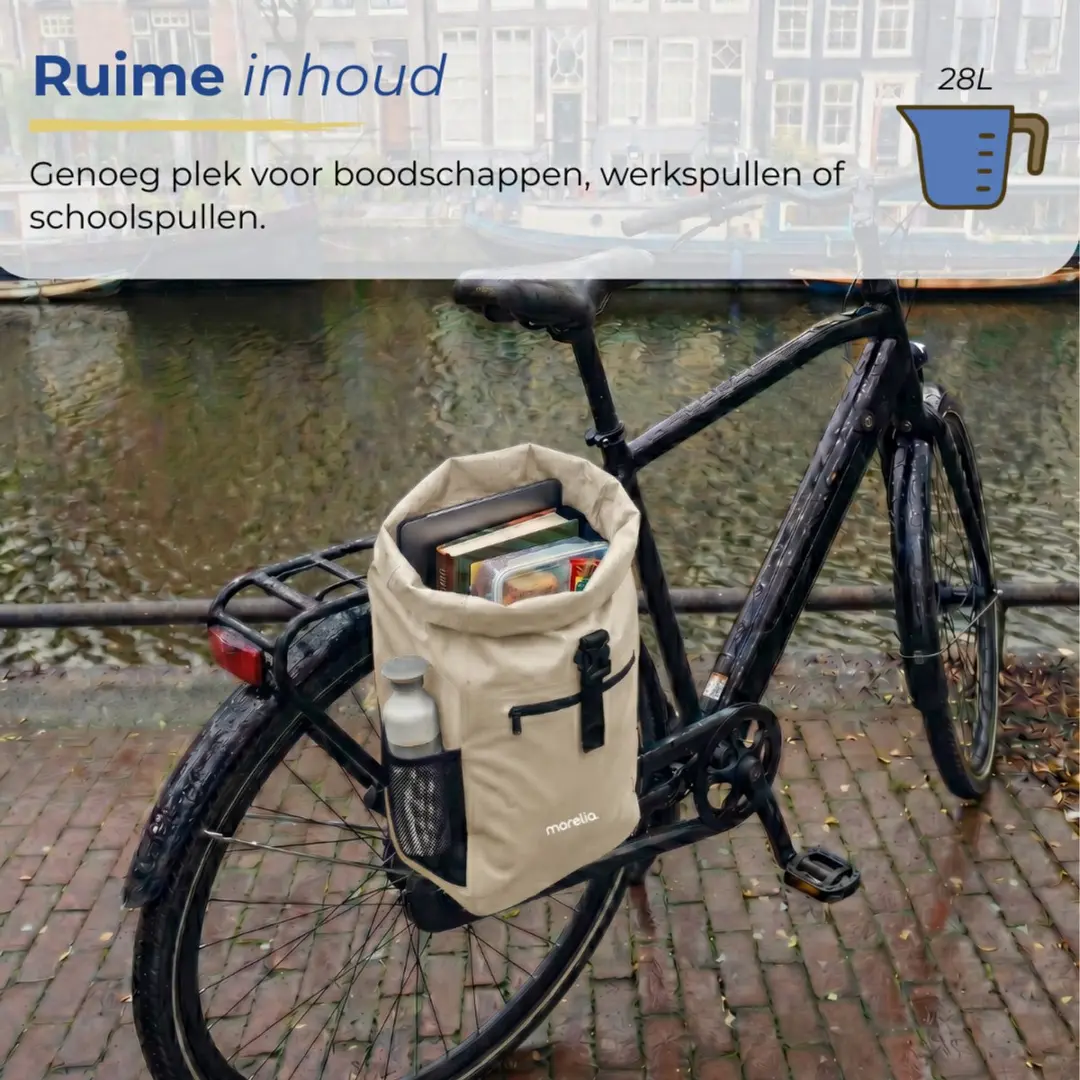Morelia Fietstas 30L - Beige - Waterdicht